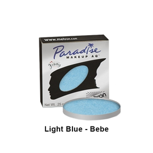 Mehron Paradise Cake Makeup AQ - Single Refill Water Activated Refills Brilliant Light Blue - Blue Bebe (801-BLB)  